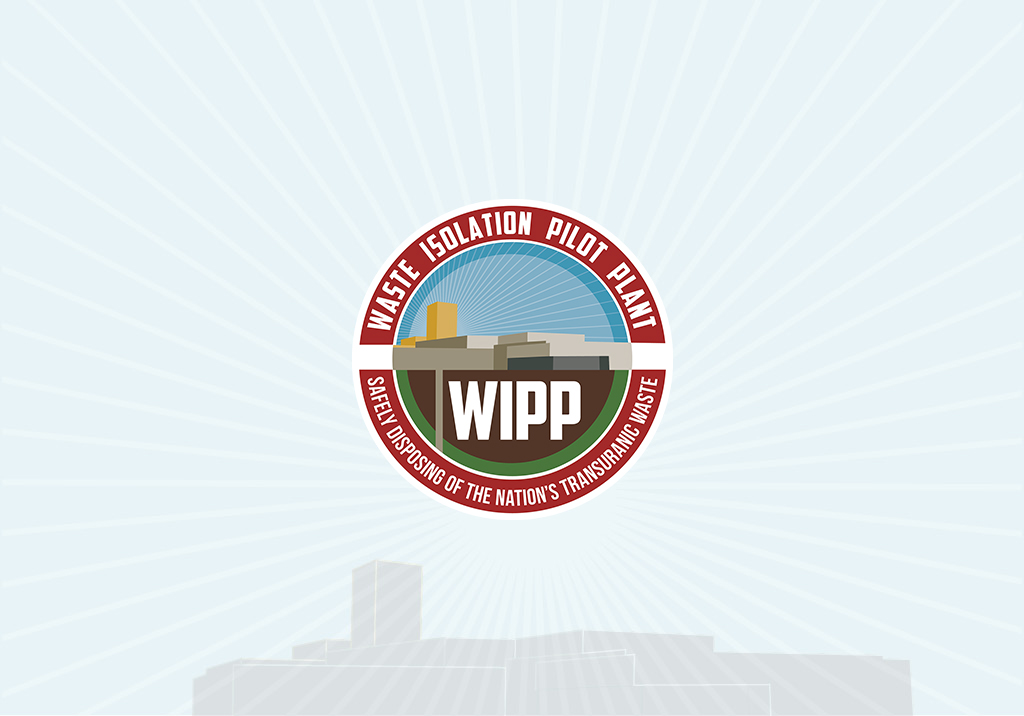 WIPP logo with a radiant blue and white background
